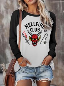 Camiseta Unisex de Hellfire Club de Stranger Things, Top de Manga Larga, Ropa Casual con Gráficos Vintage, Adecuada para Hombres y Mujeres