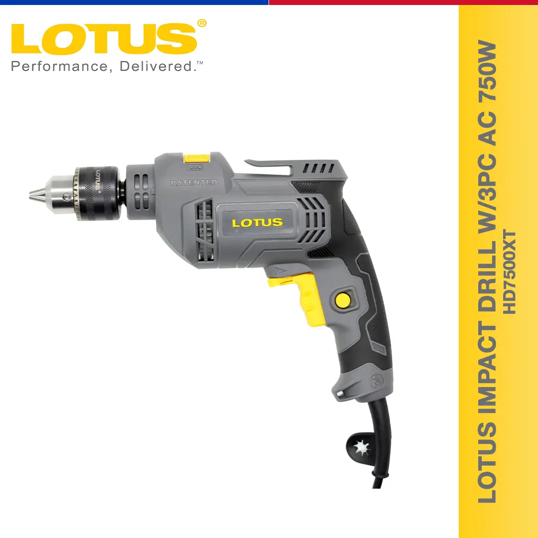 Lotus Impact Drill with 3PC AC 750W HD7500XT - Power Tools for Home Improvement