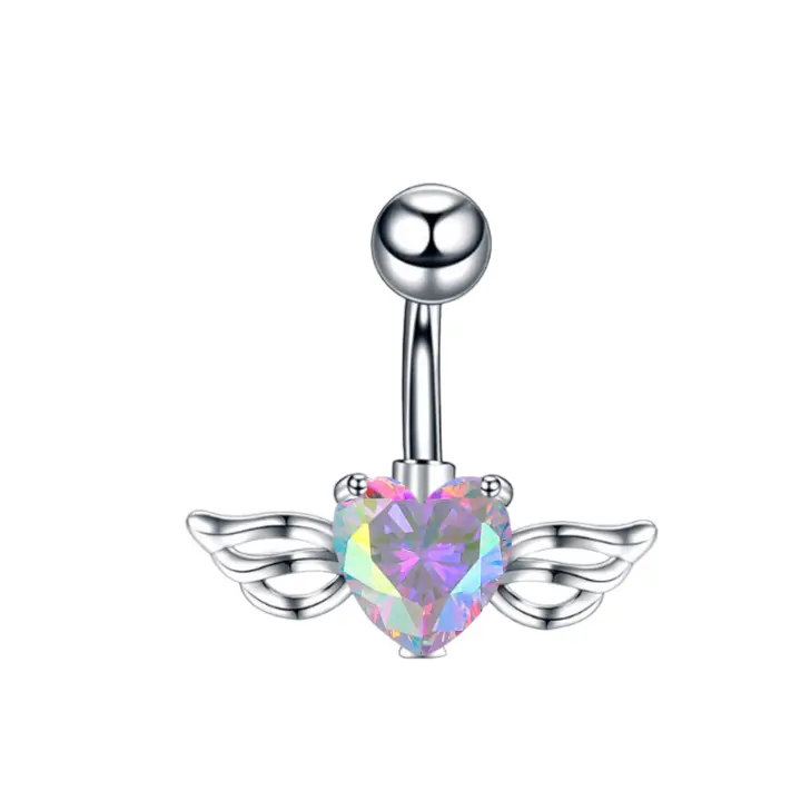 belly piercing anting pusar Berbentuk hati Zirkon Fesyen Sederhana piercing pusar 16mm diameter Cincin Pusar Sayap Perhiasan Tindik Perhiasan pasangan uniseks 7