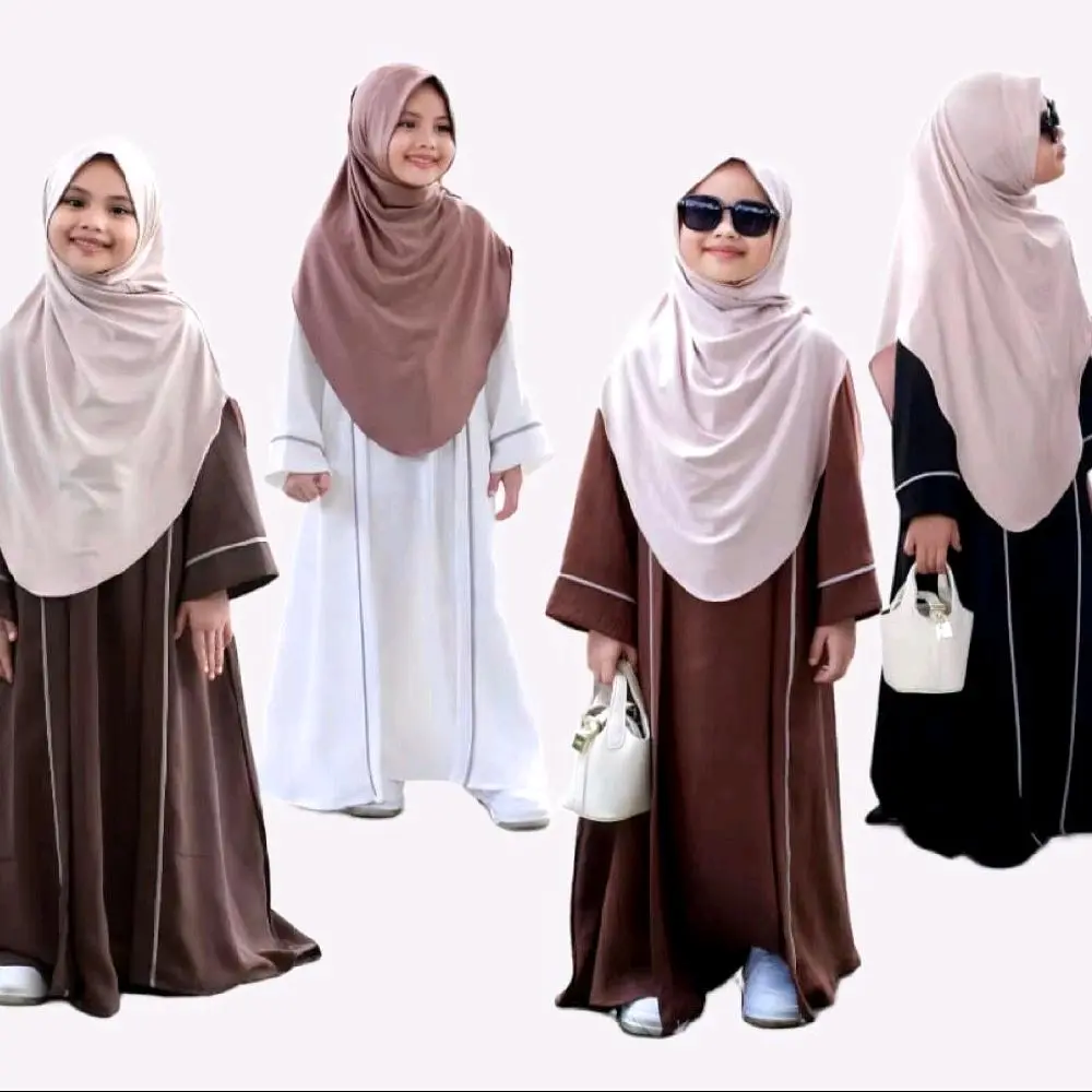 Baju muslim anak / abaya COUPLE IBU TERBARU / abaya anak perempaun Syari Lebaran Bahan crinkle airflow usia 1-14 tahun model YURA
