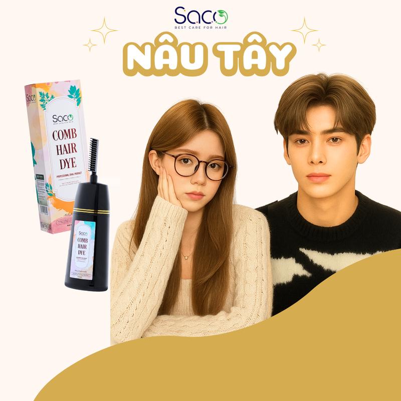  Dầu nhuộm tóc màu Nâu Tây SACO Đổi Màu Tóc 
