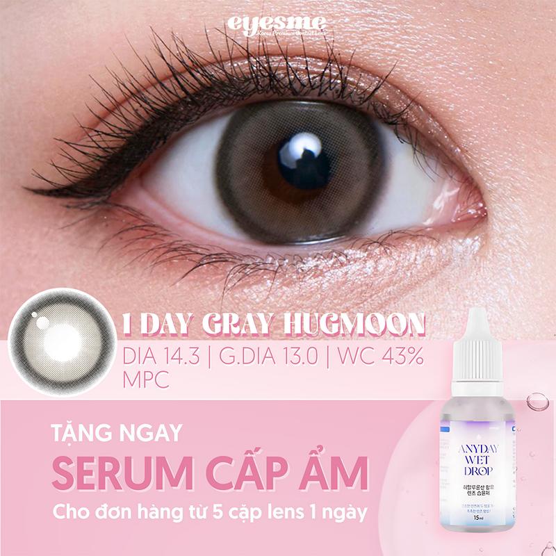 1Day Gray - Kính áp tròng Eyesm - Lens 1 ngày dành cho mắt nhạy cảm - Lens xám mắt mèo thời thượng - Độ cận từ 0-8 độ Women Nữ