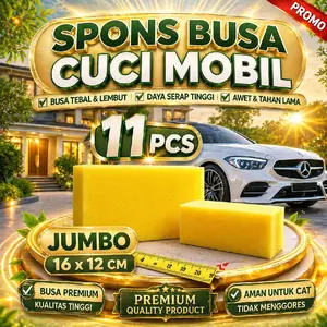 SPONS BUSA CUCI MOBIL MOTOR JUMBO 16x12x5CM  SPONE SPON SPONE CUCI SERBAGUNA {DAPAT 11PCS} Kuning Piring
