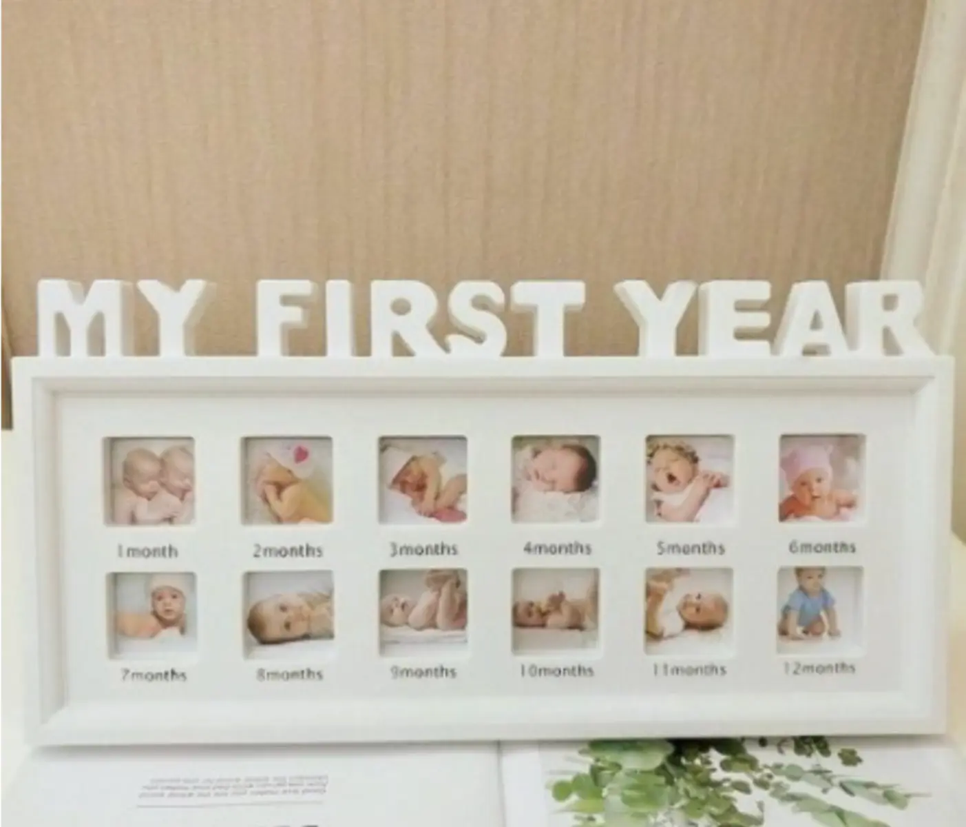 (SG seller) 12 Months Crafts Desktop Display Girls Boys My First Year PVC Photo Frame