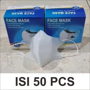 MASKER DUCKBILL FACEMASK 3 PLY ISI 50 PCS PER KOTAK WARNA HITAM & PUTIH