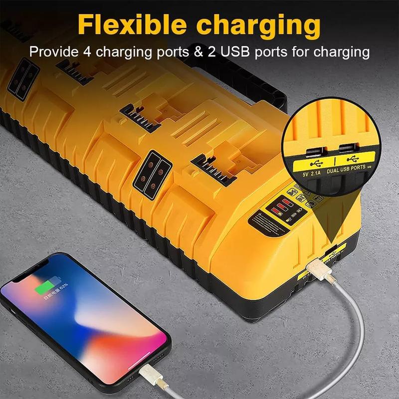 4-Port DCB104 Fast Charger For Genuine DEWALT 12V/20V Lithium DCB205 XR Battery 7