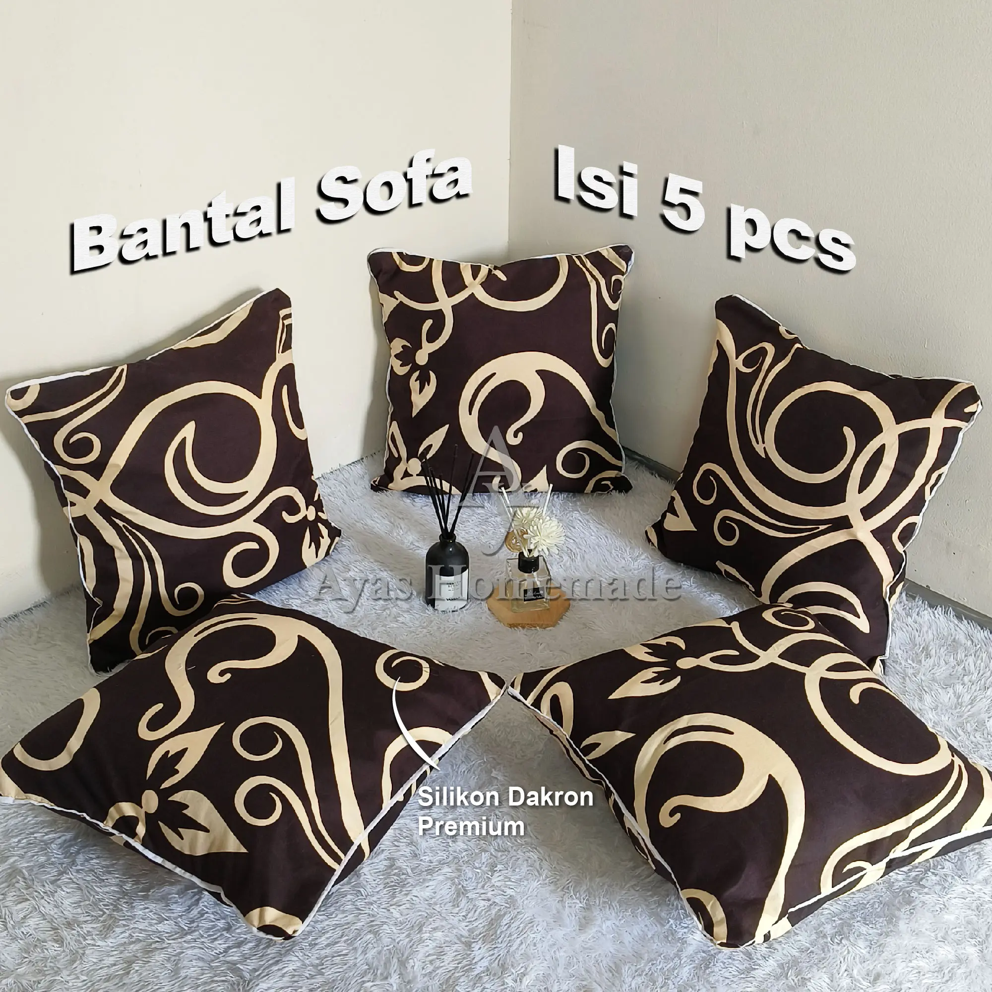 (1 Set 5 Pcs) Bantal Sofa Aesthetic Motif Tralis