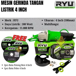 RYU MESIN GERINDA TANGAN  BESI, KAYU 4 inci / MESIN GERINDA LISTRIK GRINDA Ukuran 4 Inch