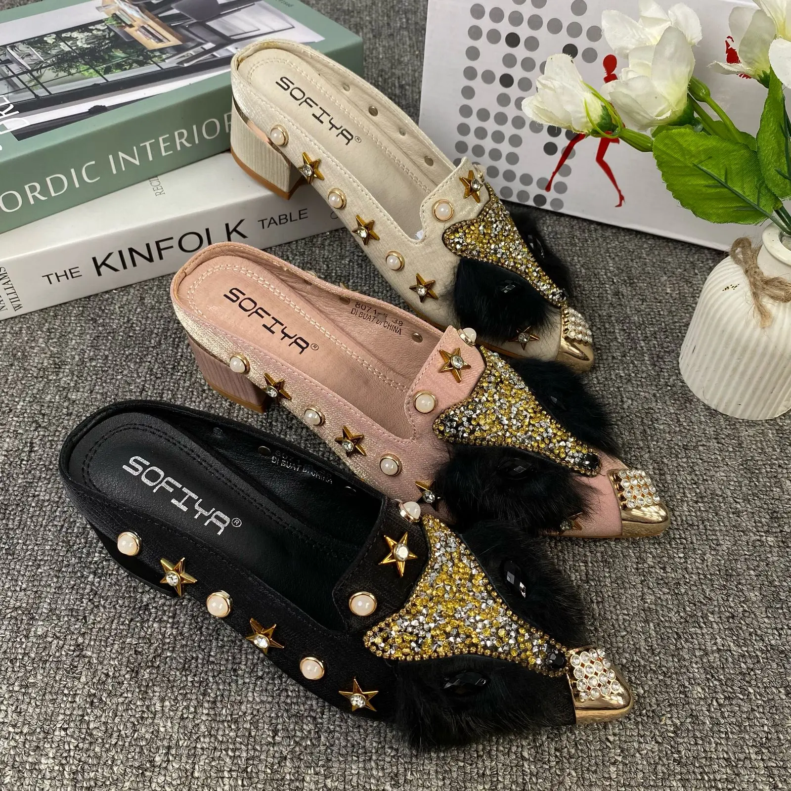 8071-5 SOFIYA FREYA MULES SANDAL HEELS PESTA MEWAH EMPUK ELEGANT  WANITA/CEWEK  TINGGI 4CM TERBARU KEKINIAN