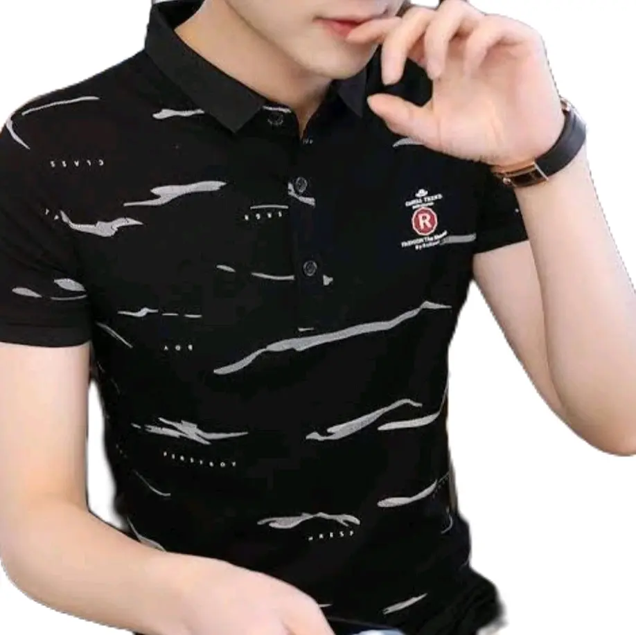 pakaian cowok trend Pria Pendek Baju Dewasa Katun Distro Hitam Kaos