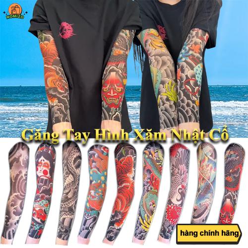 1 chiếc Găng Tay Hình Xăm Nhật Cổ Phong Cách Cho Giới Trẻ Thiết Kế 3D Mỏng Co Dãn Unisex Tay áo chống nắng