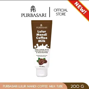 Purbasari Lulur Mandi Coffee Milk Tube 200gr - Kulit Kering Scrub Tubuh Melembutkan [Kopi]