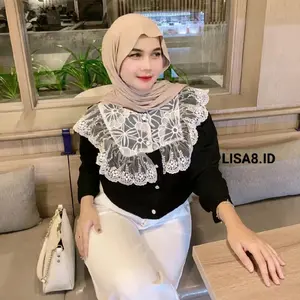 Ellsa Blouse Lebaran Katun Renda Premium halus Atasan wanita Korean Style Kekinian