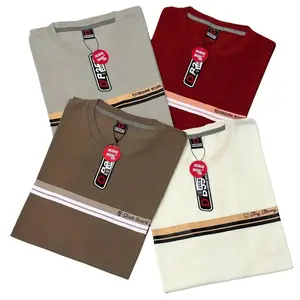 kaos salur model baru paket 4 pcs baju cowo cewe unisex bahan semi katun 24s atasan pria dan wanita Motif Nyaman Pendek Santai Simple Tangan Tebal Polos Jeans Kerah Oblong Distro Kain Panjang