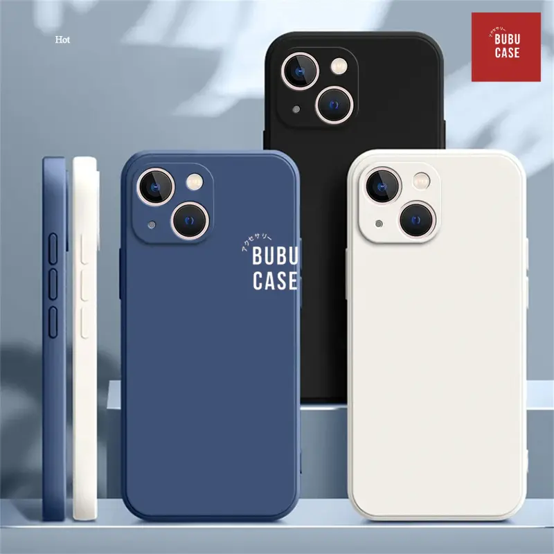 Case Silicone Macaron Square Iphone 13 14 15 Pro Max Plus Casing Soft TPU 0