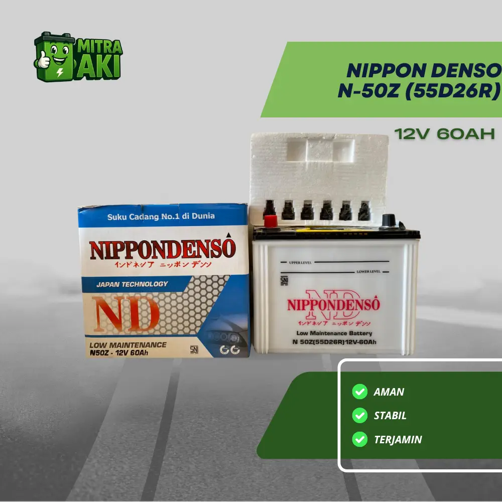 Aki Mobil Truck Bus Kijang grand Bergaransi , Merk :  NIPPON DENSO N-50Z