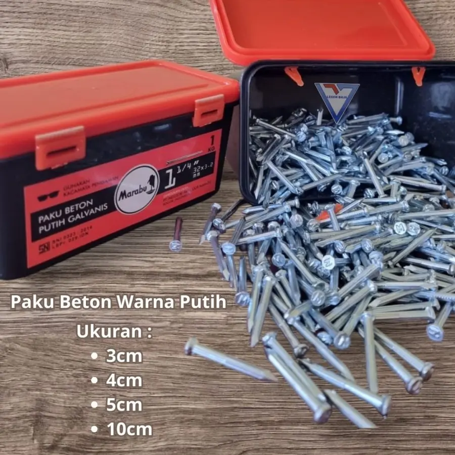PAKU BETON PUTIH BAHAN ASLI BAJA MERK MERBABU KEMASAN 50PCS KUAT DAN TAJAM