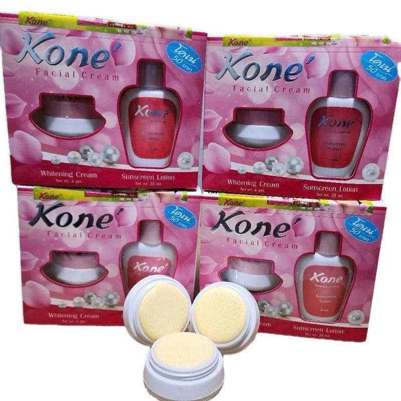 Combo 4 Bộ Kem Kone Thái Lan Gồm Kem và Nước Hoa Hồng Dưỡng Trắng Da Hổ Trợ Giảm Nám, Tàn Nhang, Đồi Mồi, M.ụn Skincare - Women, Son Serum