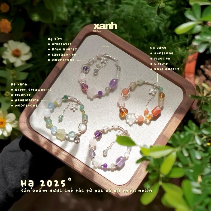  Vòng tay Hạ đá thiên nhiên mix charm bạc dễ thương nữ tính - Xanh Jewelry Phụ Kiện Caro Lịch Đeo Tay Điềm lành Vietnam Rose quartz Citrine Sunstone labradorite 