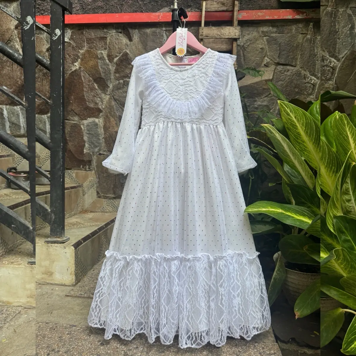 Baju Gaun Anak Muslim Princes  Tsabita Gamis Anak Putih Perempuan  Set Hijab Brokat Mewah  Elegant Pesta  Manasik Haji Usia 6 7 8 9 10 11 12 tahun  Original Labella Kanaya Baju Cewek Tsabita Bunga Cantik Dress Muslim Lebaran Syari Wanita