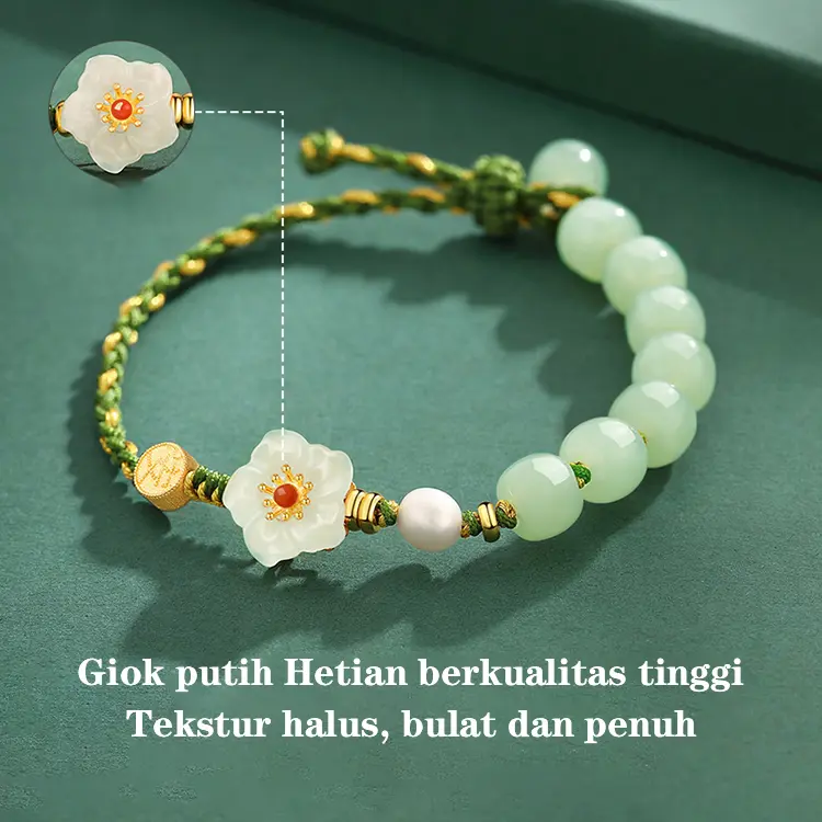 【Promo 6.6】Gelang Giok Hotan Pembawa Keberuntungan & Kedamaian - Gelang Kepang Elegan 5