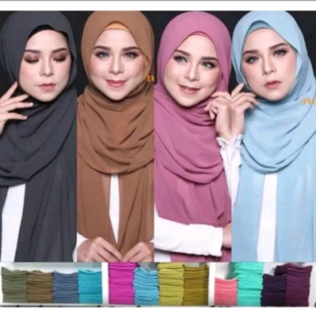 SHAWL KEKNIS BASIC WIDE LONG SHAWL HEAVY CHIFFON Pashmina Wanita