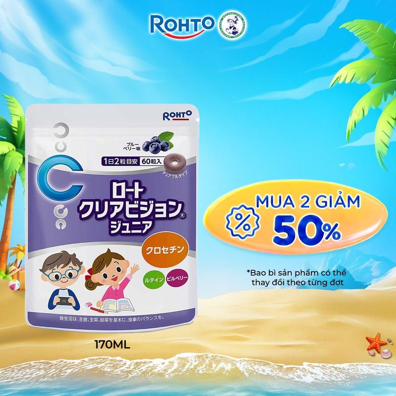 Kẹo ngậm bổ mắt Rohto Clear Vision Junior (Bịch 60 viên)