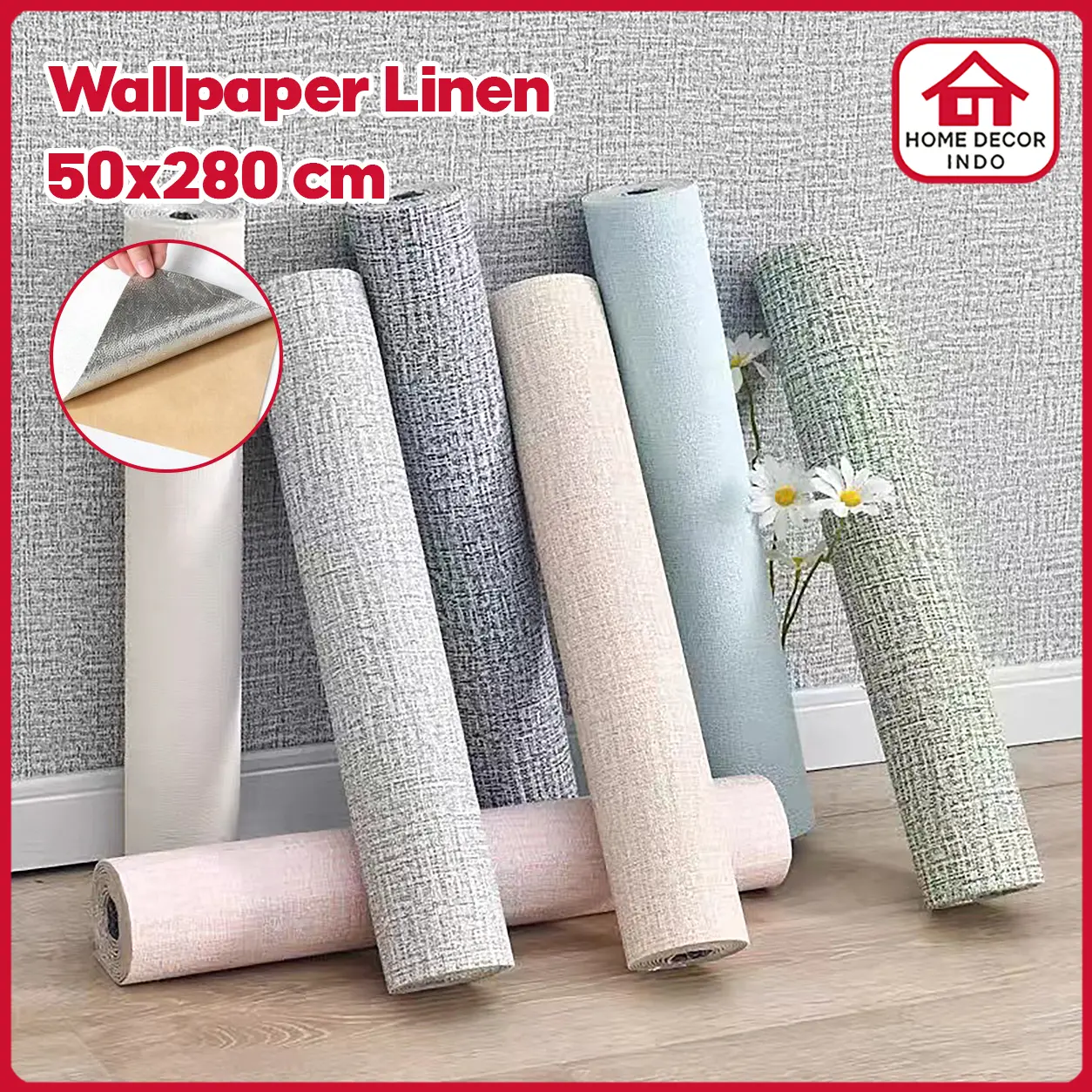 Home Decor - Wallpaper foam Linen Roll Wallpaper Dinding form Dekorasi Kamar Kelas atas