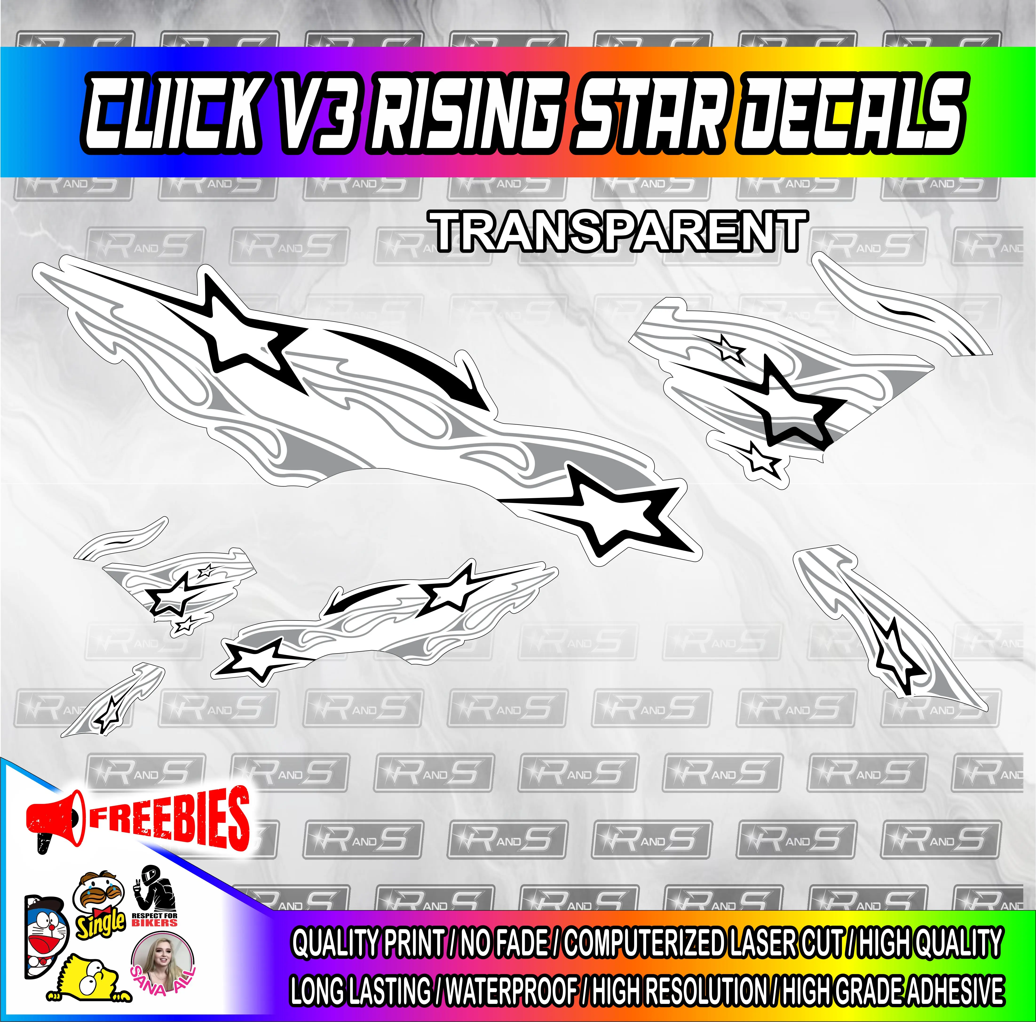 Honda Click V3/V4 Rising Star Sticker Decals - High Quality
