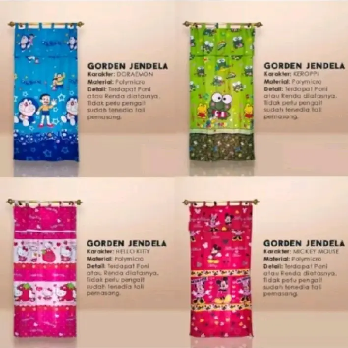 Gorden Jendela Karakter Doraemon Minimalis Ukuran 150×50 cm Dekorasi Kain Curtain 1