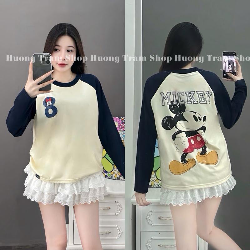 ÁO THUN DÀI TAY MICKI SỐ 8 2 MẶT - Áo thun dài tay form 35-60kg rộng vừa chất thun cotton 4 chiều mềm mát áo thun dài tay thu đông
