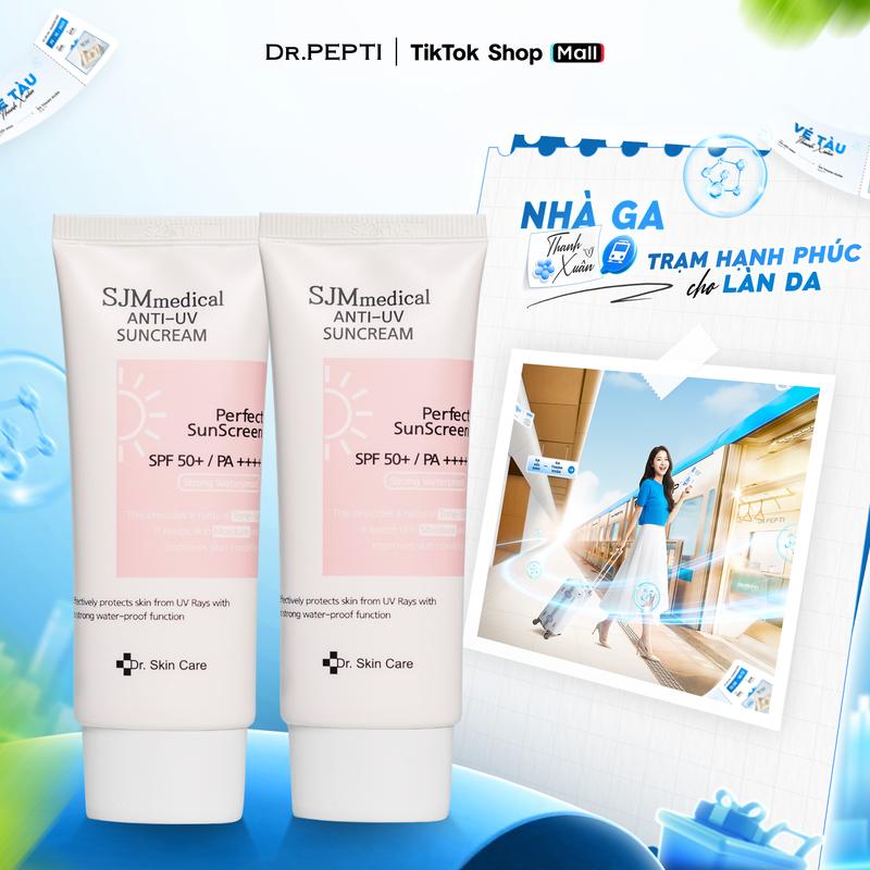 [Quà Tặng Mặt Nạ Chống Tia UV] Combo 2 Tuýp Kem Chống Nắng SJM Nâng Tone, Chống Nước, Cho Da Thường, Da Khô Hàn Quốc 60ml Tặng 1 Khẩu Trang Chống Tia UV Đen
