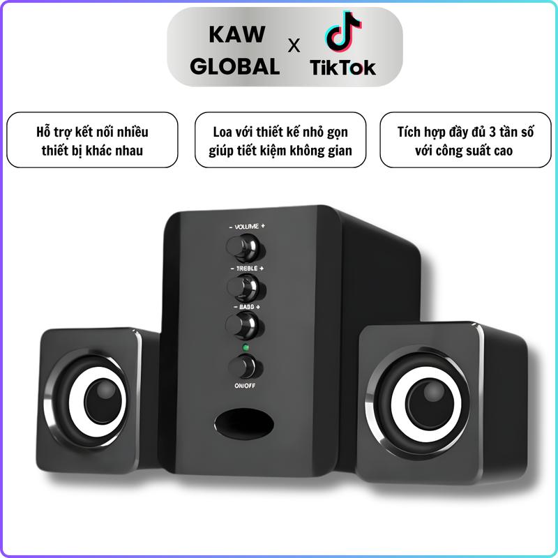 KAW Bộ Loa Máy Tính KAW/SADA D202 Bass Chuẩn, âm thanh Tuyệt Đỉnh, thiết kế bắt mắt Sang Trọng