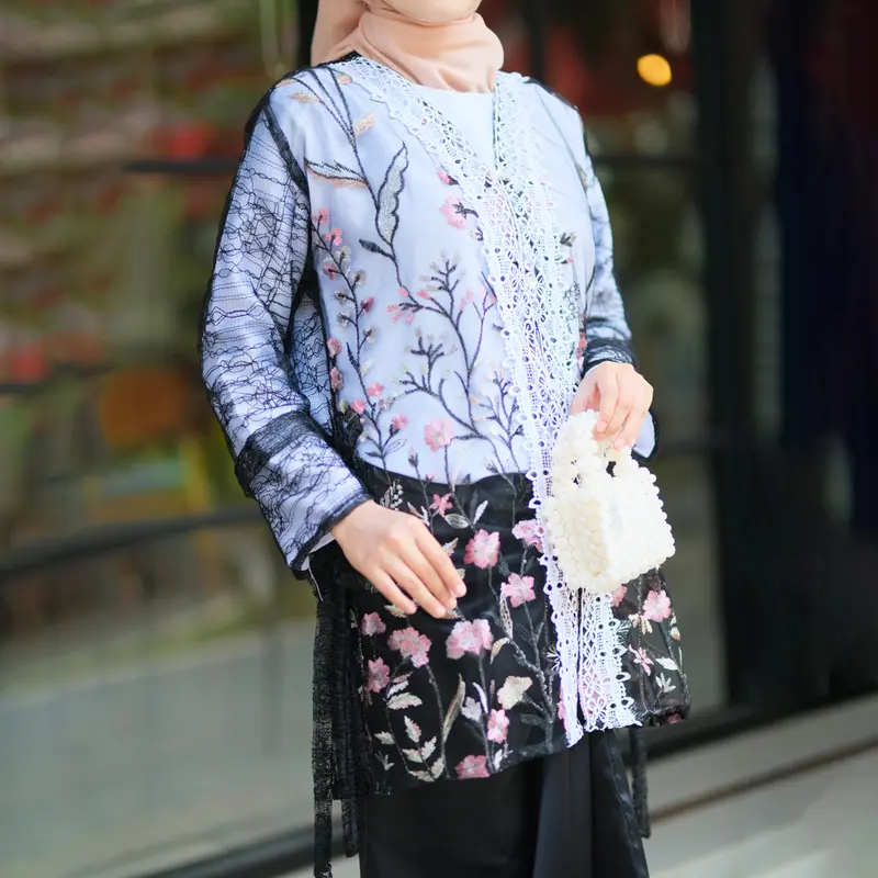 Ahzem - Setelan One Set Zafira Outer Brokat Gardenia Rok Lilit Set Lamaran Wisuda Bridesmaid Kondangan 8