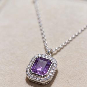 Purple Diamond Necklace, Square Design — Best Seller | A stunning, soft, and elegant gemstone necklace for a refined look!
