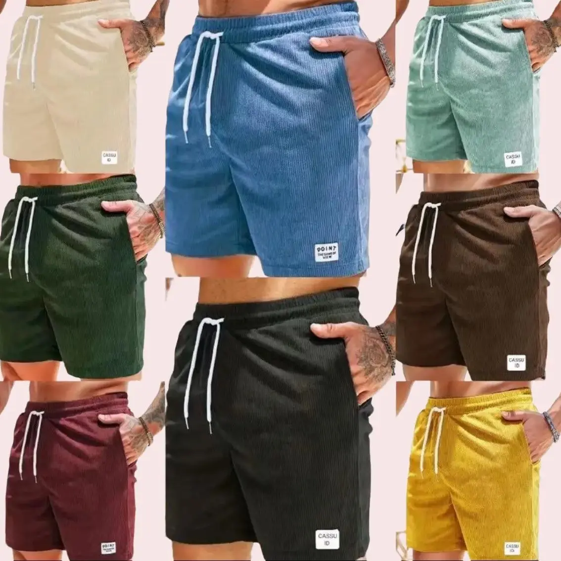 57 ID Celana Boardshort Corduroy Pria Santai Pendek Boxer Nyaman Distro Pantai Surfing Motif Katun Cowok Dewasa Hitam Tartan Chino Kotak Casual Pria