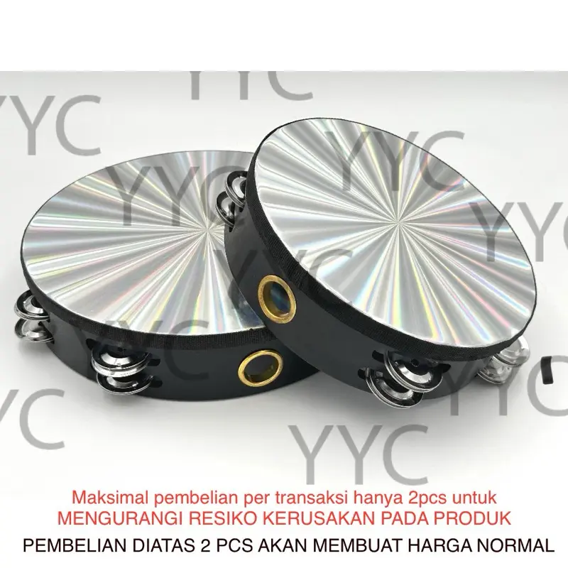 Tamborin/Tamborine/Tambourine Hologram 6", 8" dan 10" RING PEGANGAN KUNINGAN IMPORT