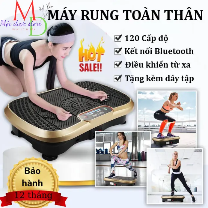Máy rung lắc toàn thân - Máy rung massage 120 chế độ tập thể dục tại nhà, kết nối Bluetooth, điều khiển từ xa tiện lợi. BẢO HÀNH 1 NĂM