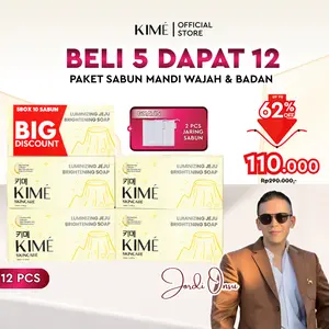 [NEW ARRIVAL DAY] [BUY 5 BOX GET 10 BATANG FREE 2 JARING] KIME Luminizing Jeju Brightening Soap 1000Gr + 2 Jaring Sabun | Volcanic Ash Charcoal Niacinamide Collagen | Sabun Mandi Pemutih Badan Wajah Mencerahkan Muka Kulit Tubuh Whitening Eksfoliasi Flek