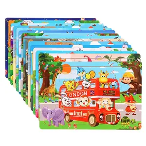 New 30 Pieces Wooden Puzzles Cartoon Animal Traffic Tangram Wood 3d Puzzle Montessori Educational Toys for Children Gifts - 30pcs Model 18