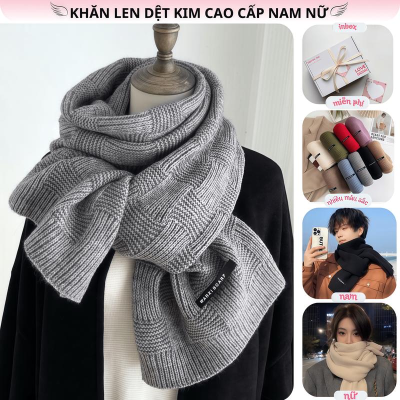  Khăn Len Quàng Cổ Bản To Unisex Dành Cho Nam Nữ - Thời Trang Ấm Áp Giữ Nhiệt Tốt Mùa Đông 1m78 * 35 cm Chất Len Dày Dặn Cao Cấp Phong Cách Hàn Quốc 
