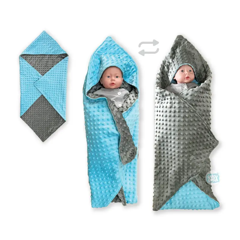 GUGUGAGA - Selimut Topi Minky Bayi | Double Sided Minky Dot Hoodie Baby Blanket | Selimut Topi Kupluk Bayi Minky Halus Newborn 3