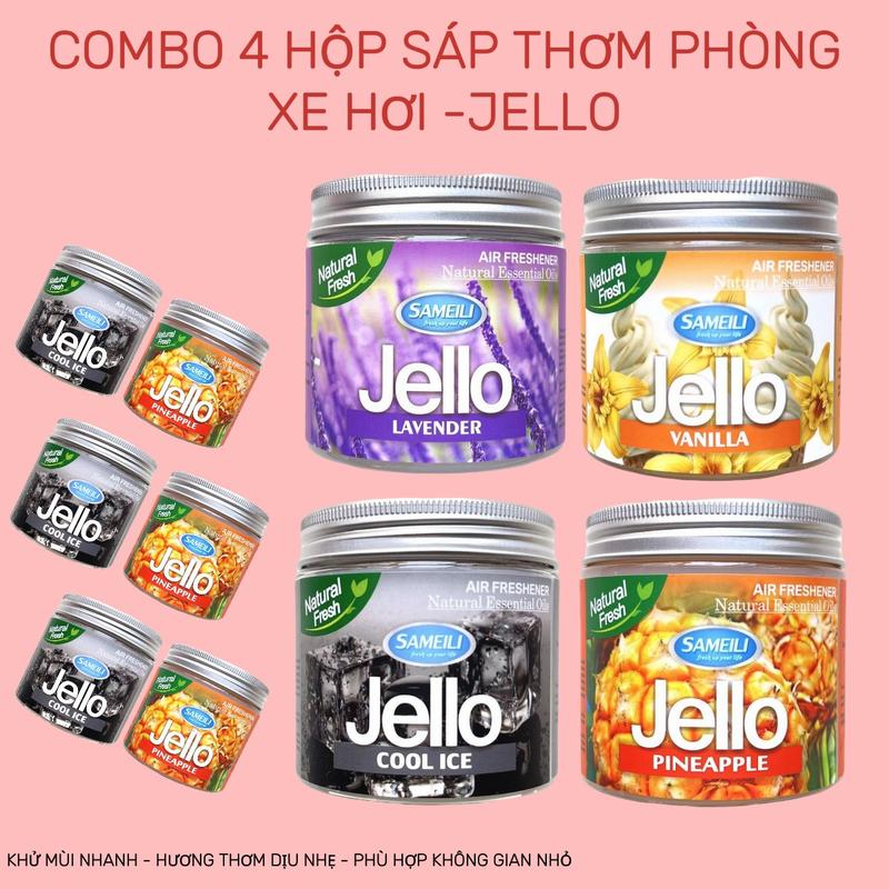 Bộ 4 hộp Sáp thơm JELLO khử mùi phòng, nhà vệ sinh, xe ô tô, tủ giày, tủ quần áo, khử mùi hôi, ẩm mốc Dầu Thơm Phòng Dầu Thơm Nước Hoa xit phong