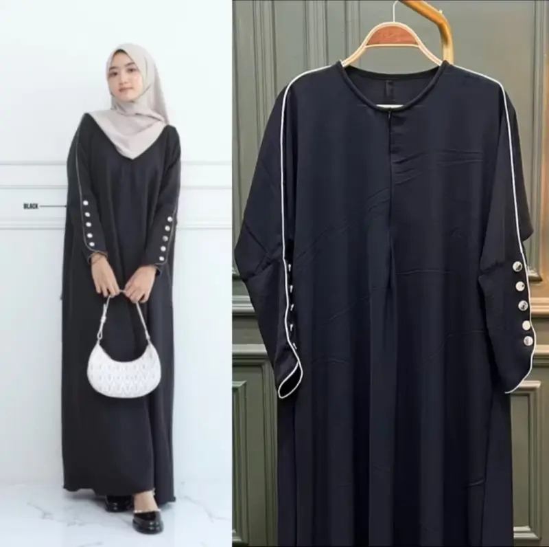 MECCA DAILY ABAYA BATWING UMROH INARA BAHAN CRINKLE AIRFLOW KOMBINASI 7