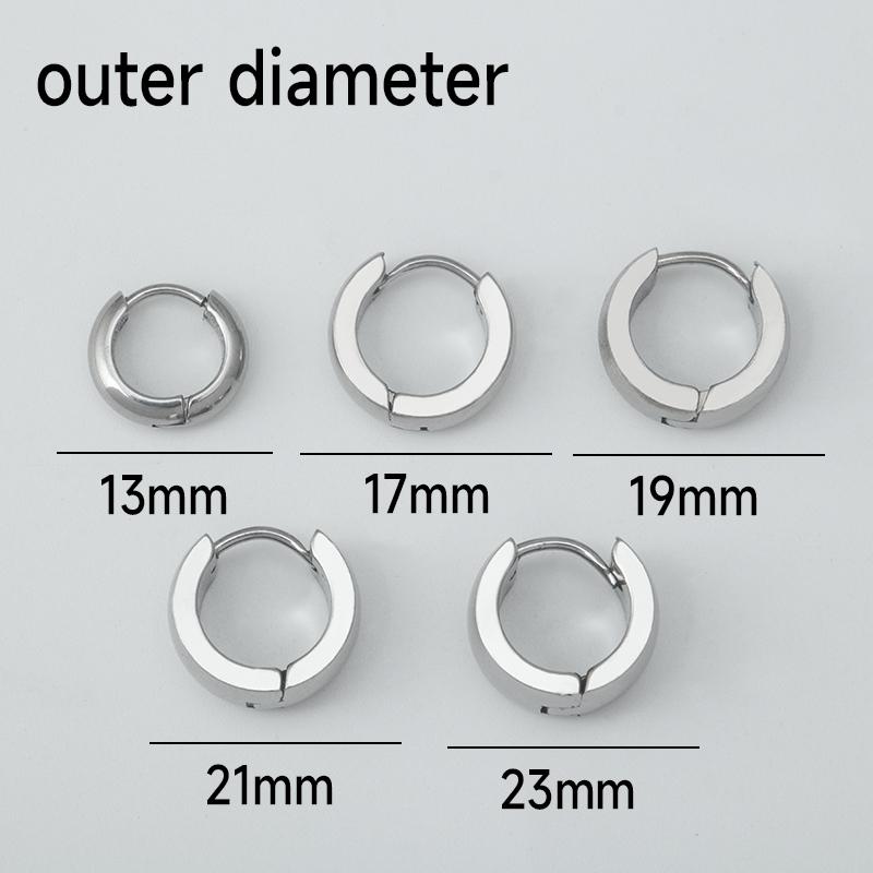 Product Introduction of Stainless steel fashion commuter cross-border new simple personality literary niche plain circle men's and women's hoop earrings 1