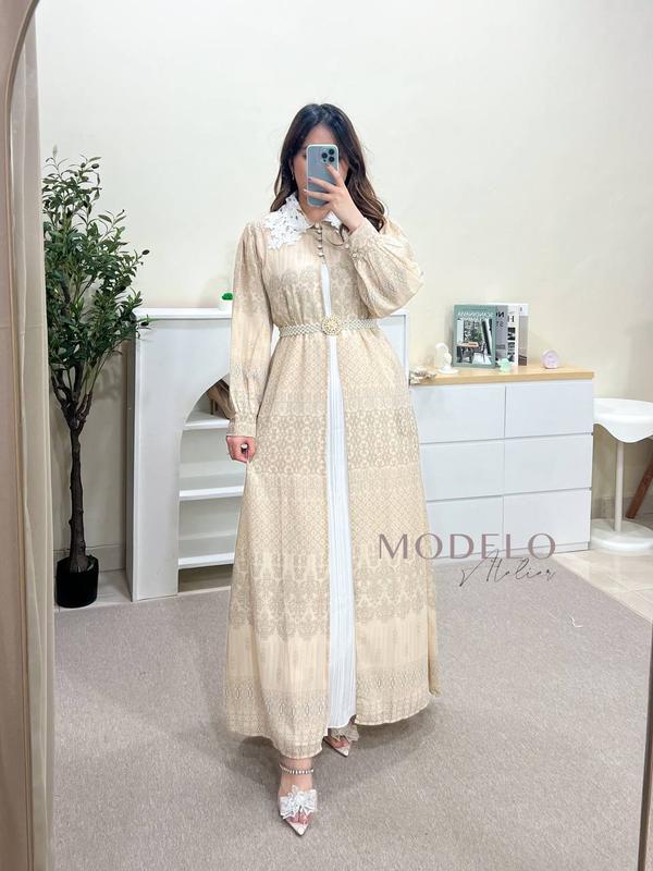 Clemira Dress Set Outer PREMIUM 2in1 / Gamis Ceruty Inner Outer free belt / MODELO 4