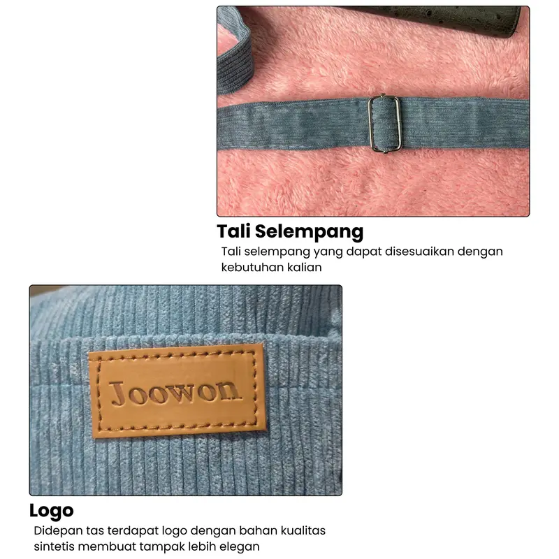 Tas Bahu Selempang Wanita / Slingbag Corduroy / Half moon bag / Waist Bag Terbaru High Quality - WY29 3
