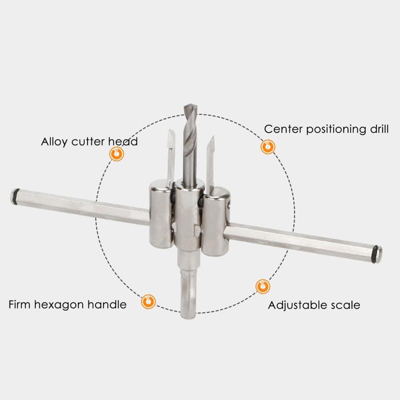 Aircraft type hole saw DIY adjustable drill hole saw feature1. Carbide cutter head, sharp and wear-resistant, can be reused after grinding, and has a long service life2. The cutter body is all heat-treated, and it has good performance of high 3