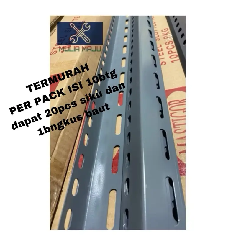 1dus isi 10batang Besi Siku Lubang /Rak siku lubang perbatang 3meter PAKET MURAH ISI 10batang