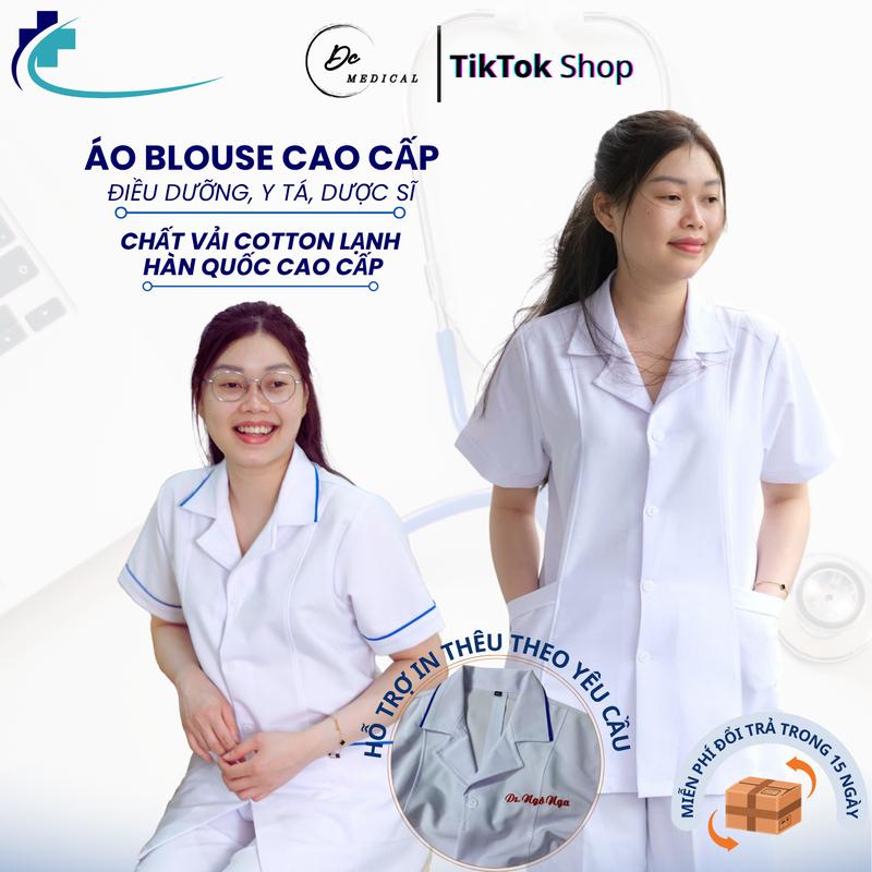 Áo Blouse Dáng Ngắn, Áo Blu y tế CAO CẤP dành cho Nam/Nữ y tá, điều dưỡng, thực tập sinh